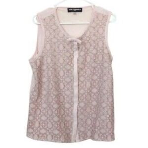 Karl Lagerfeld Light Pink Lace Blouse Shirt Top Size Large Excellent con…